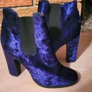 Blue Velvet Ankle Boots